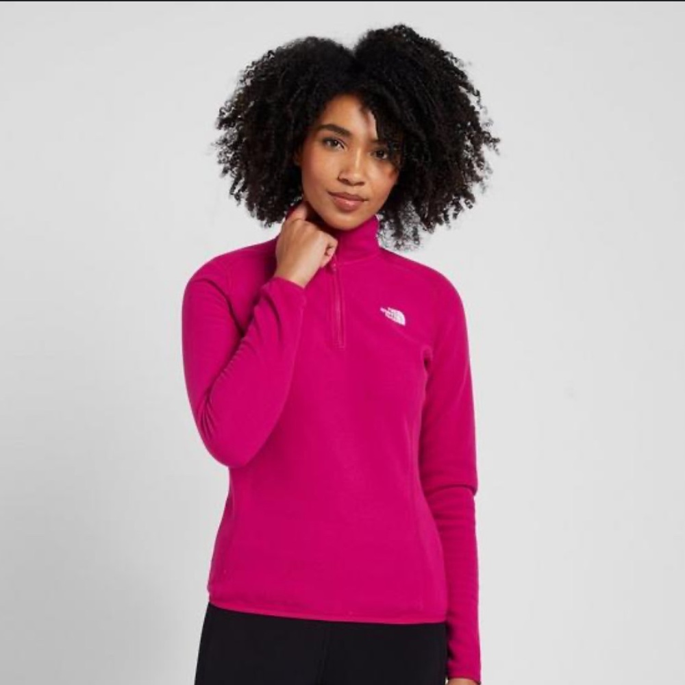 Girls The North Face Dark Pink Fleece Sweater, Long Sleeve